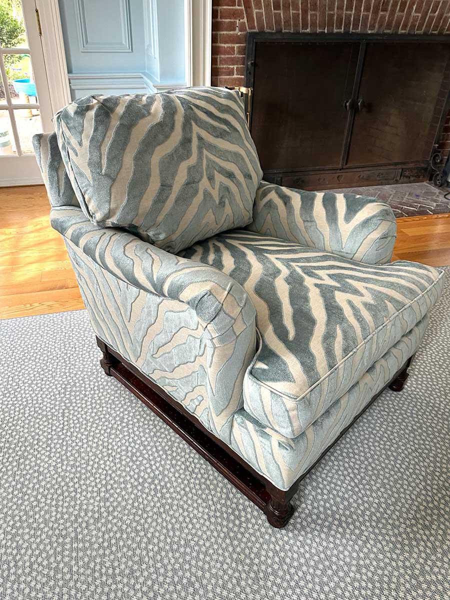 Animal/Zebra print chair from Westchester County NY interior design project by The Red Shutters