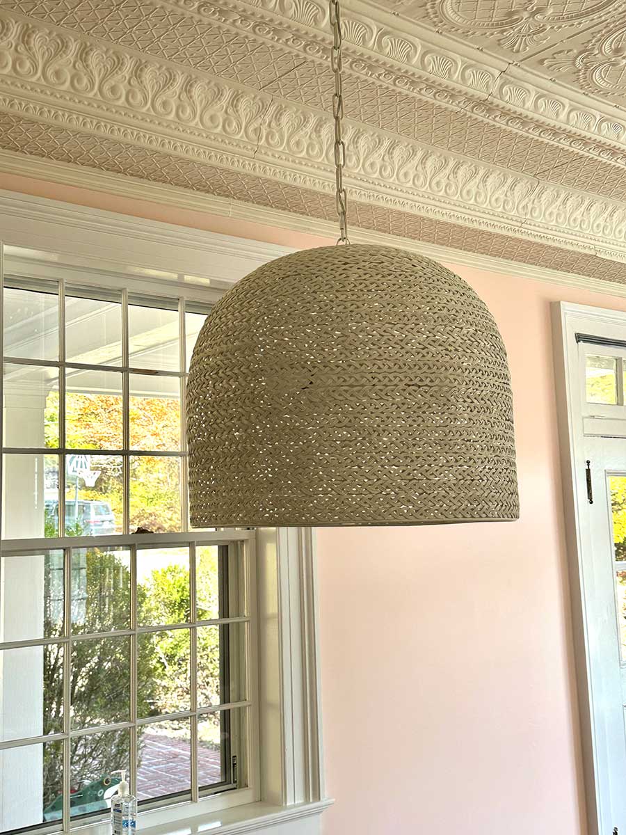 Family room pendant lighting from Westchester County NY interior design project by The Red Shutters