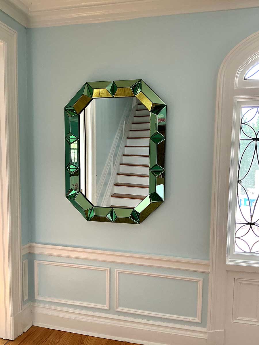 Foyer mirror from Westchester County NY interior design project by The Red Shutters