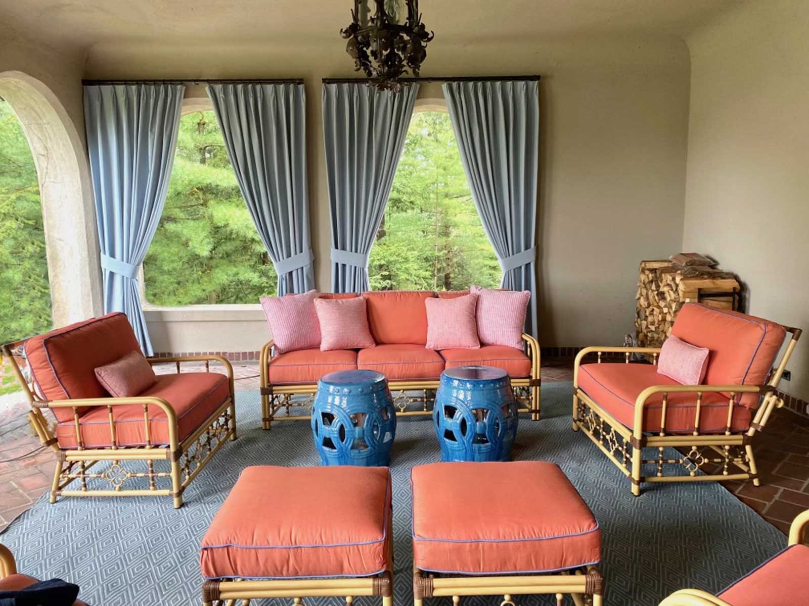 Interior Design for an Outdoor Room in Tuxedo Park, NY by The Red Shutters