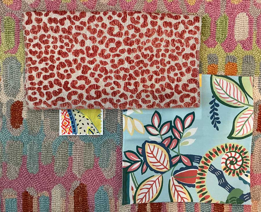 Fabric swatches samples Westchester County NY interior design project by The Red Shutters