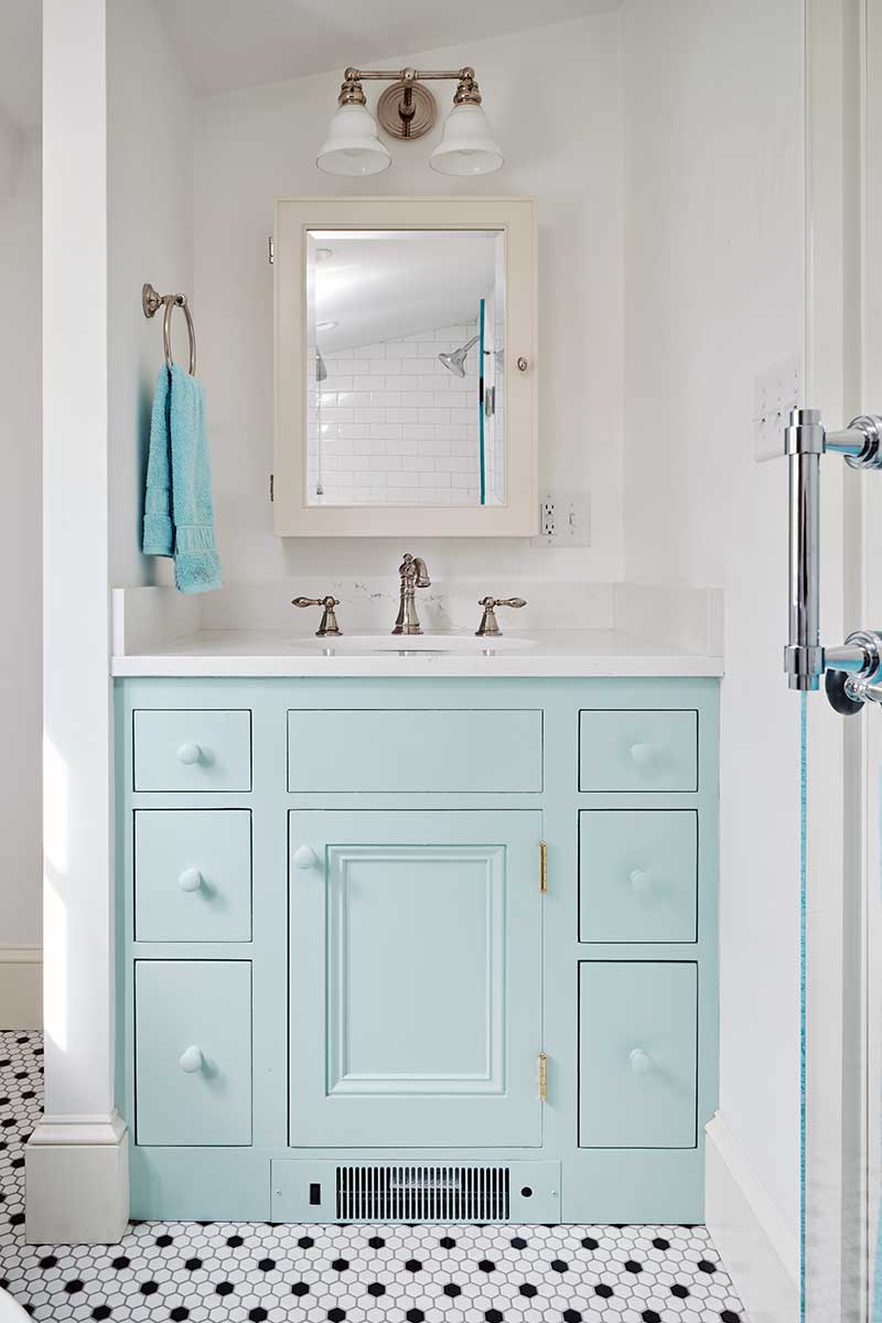 Children’s Bathroom in a Martha’s Vineyard Interior Design Project by The Red Shutters