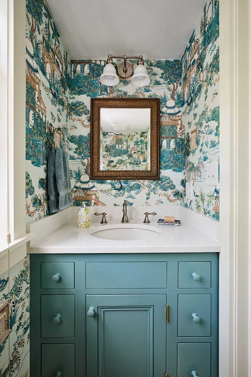 Powder Room in a Martha’s Vineyard Interior Design Project by The Red Shutters