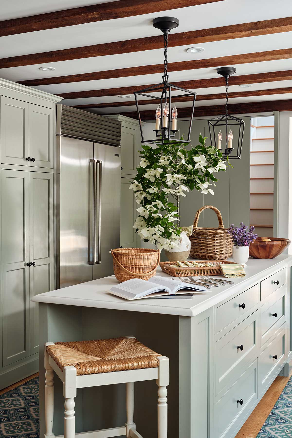 Kitchen-Styled-with-Green-Cabinets-