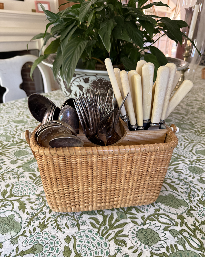 Nantucket Basket Being Used as a Utensil Holder