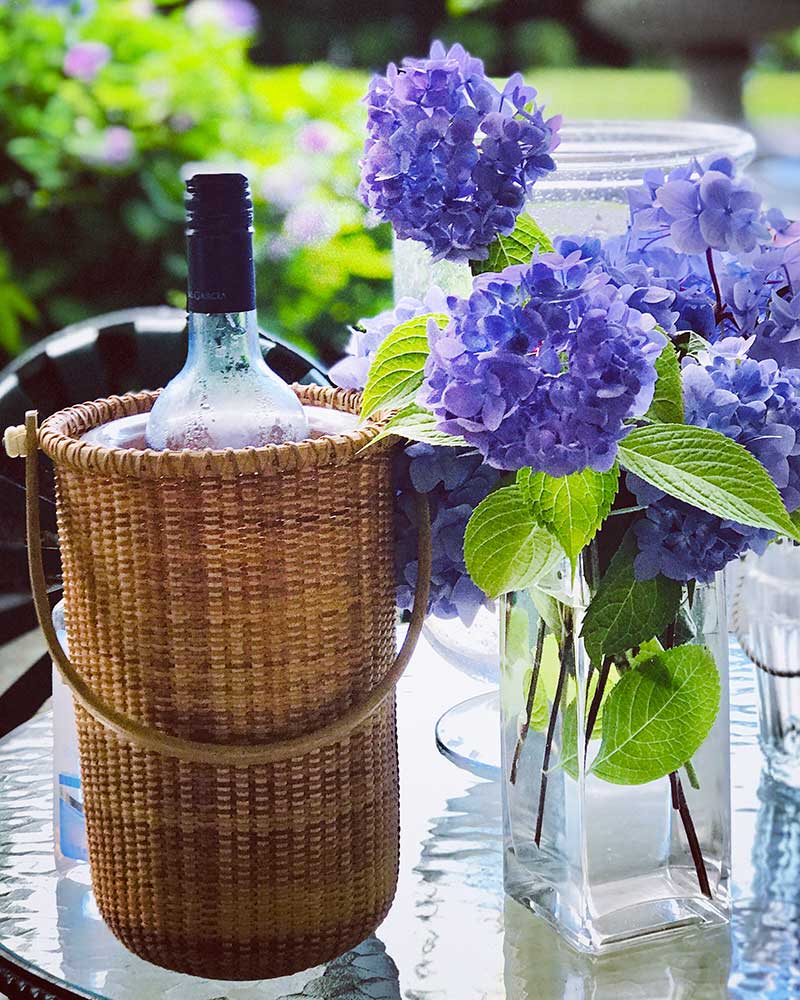 Nantucket Basket Used as a Wine Bucket
