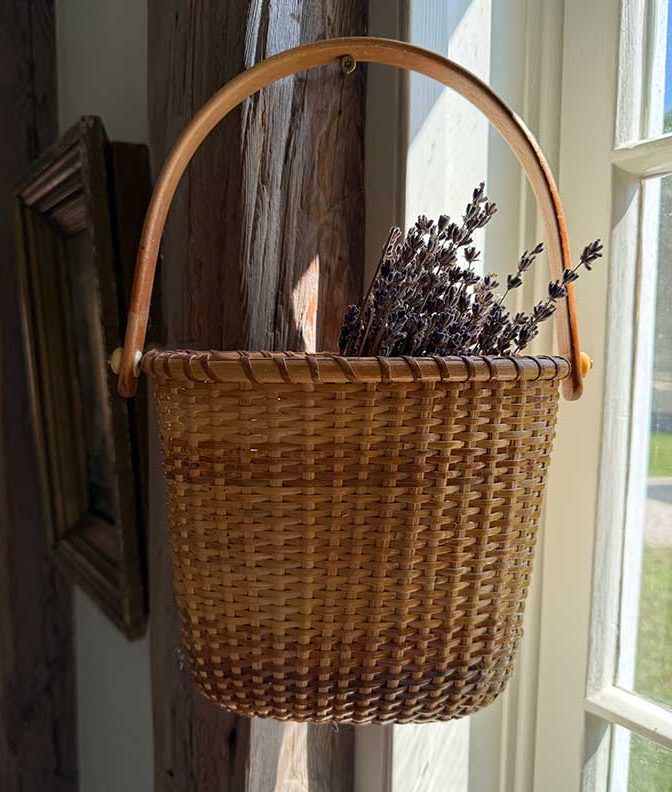 Nantucket Basket with Lavender Next to a Window